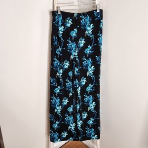 Chico's Travelers Pants womens size 1R 8/10R floral pull on wide leg